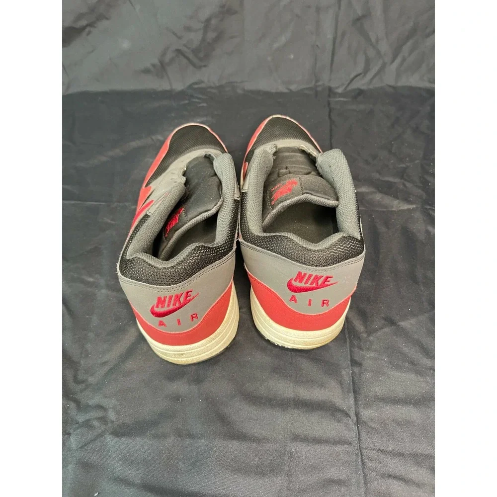 Nike Air Max‎ 1 Mens Sneakers Gray Red Black Athletic Shoes Size 13